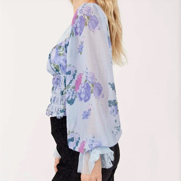 Free People Daphne Blouse silver & blue combo - Picture 2 of 4